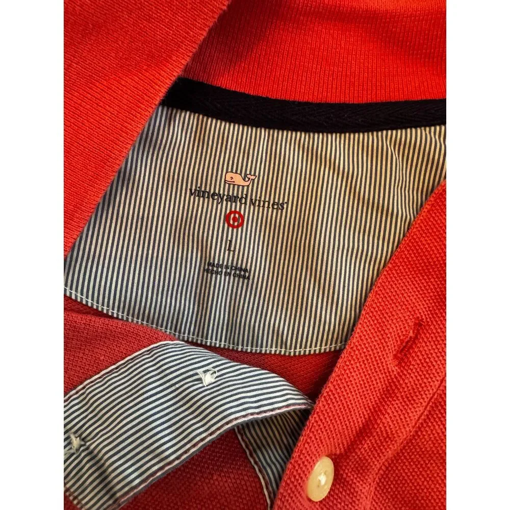 Vineyard Vines Pink Polo Shirt Whale Logo Preppy Coastal Cotton Mens L - Picture 4 of 6